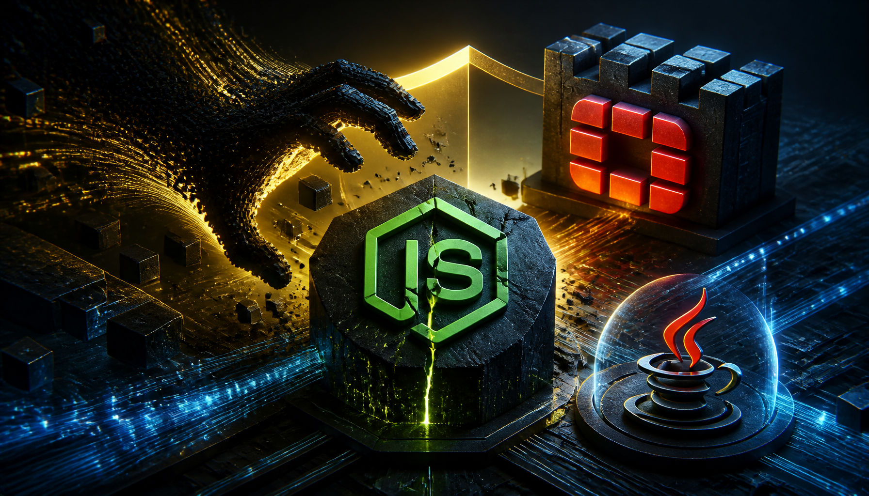 Node2Shell i alarm w Node.js, Fortinet i Java